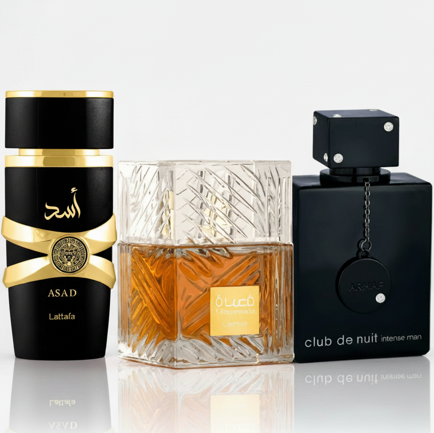 TRIO ASAD, KHAMRAH ESTUCHE DE LUJO, CLUB THE NUIT INTENSE CALIDAD 1.1 100 ML