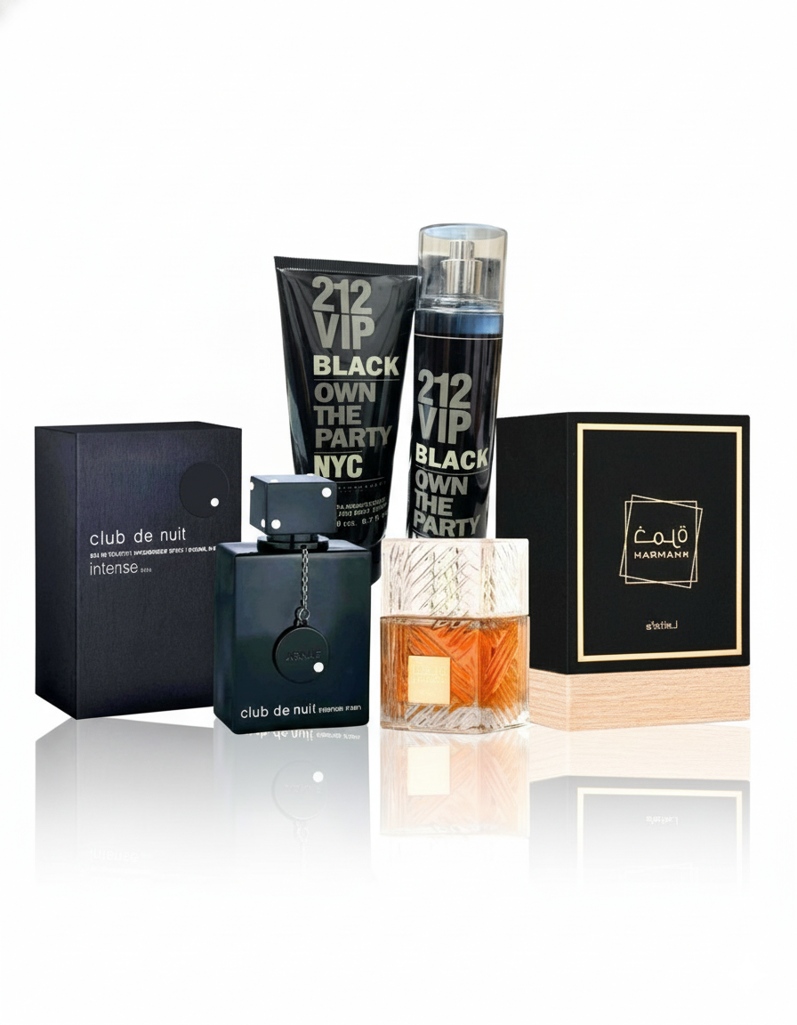 DUO KHAMRAH + CLUB DE NUIT INTENSE + REGALO SET 212 VIP BLACK (SPRAY + CREMA)