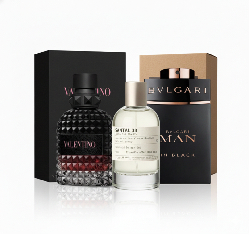 TRIO VALENTINO BORN IN ROMA + SANTAL 33 + MAN IN BLACK